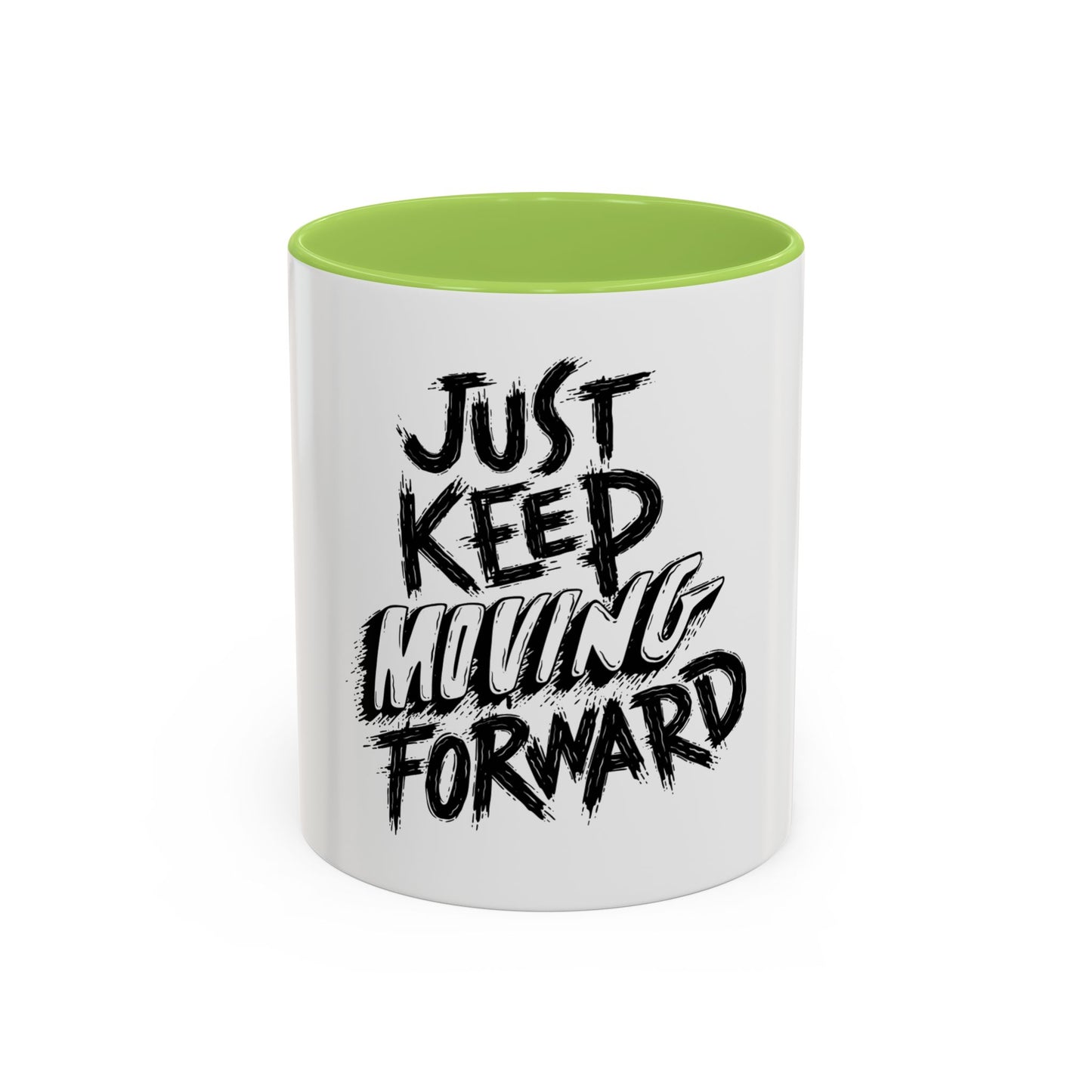 Motivational Accent Coffee Mug – "Just Keep Moving Forward"