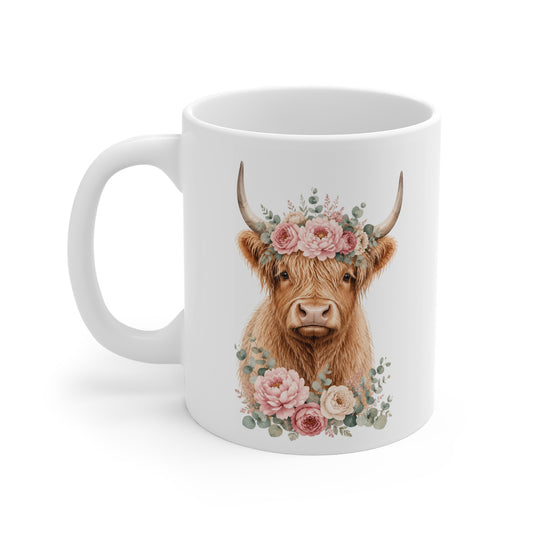 Wildflower Highland Cow Mug
