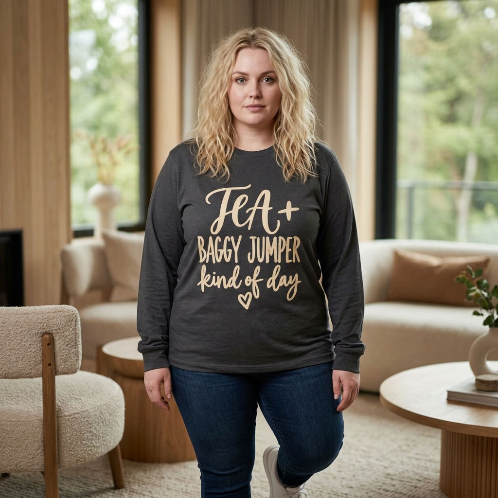 "Tea + Baggy Jumper Kind of Day" Cozy Casual Top