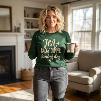 "Tea + Baggy Jumper Kind of Day" Cozy Casual Top