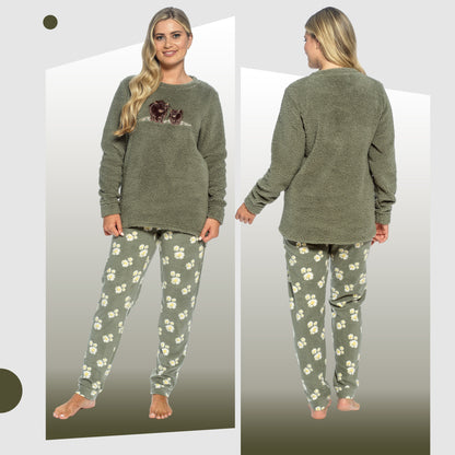 Womens Highland Cow Print Cotton Jersey Pyjama Set