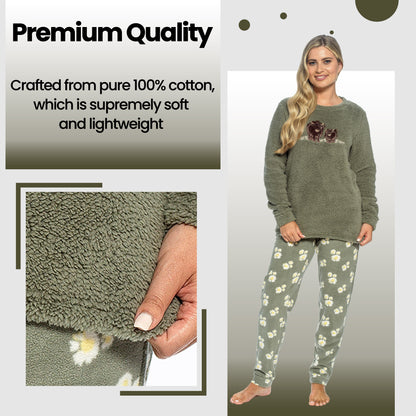 Womens Highland Cow Print Cotton Jersey Pyjama Set