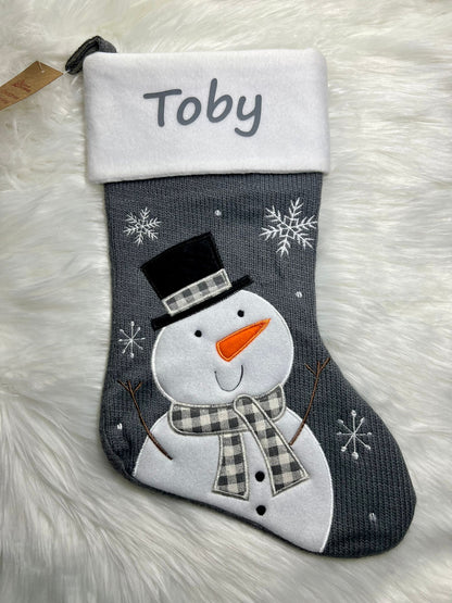 Personalised Christmas Stockings Grey Knitted 6 designs