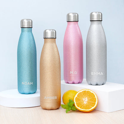 Personalised Glitter Insulated Water Bottle