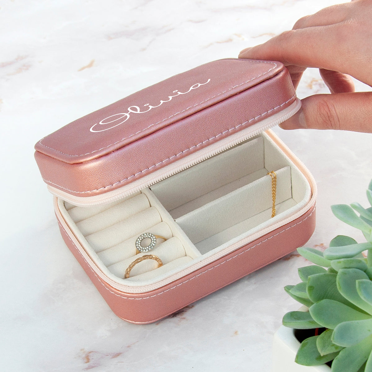 Personalised Rose Gold Jewellery Case