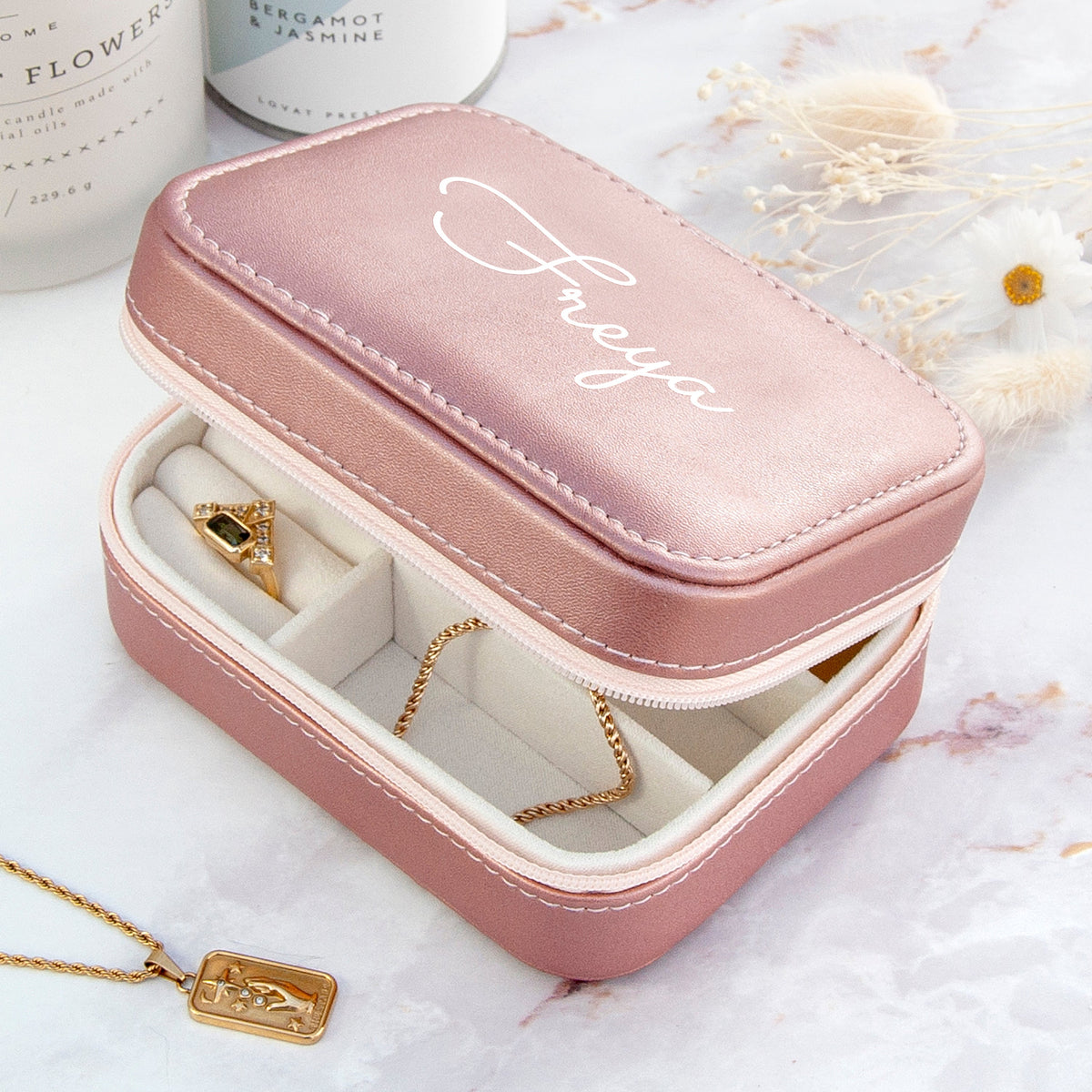 Personalised Rose Gold Jewellery Case