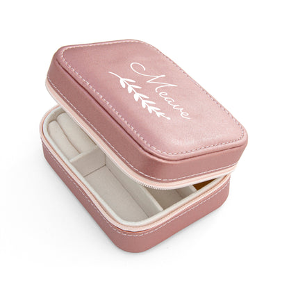 Personalised Wreath Pink Travel Jewellery Case