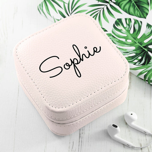 Personalised Powder Pink Travel Jewellery Case