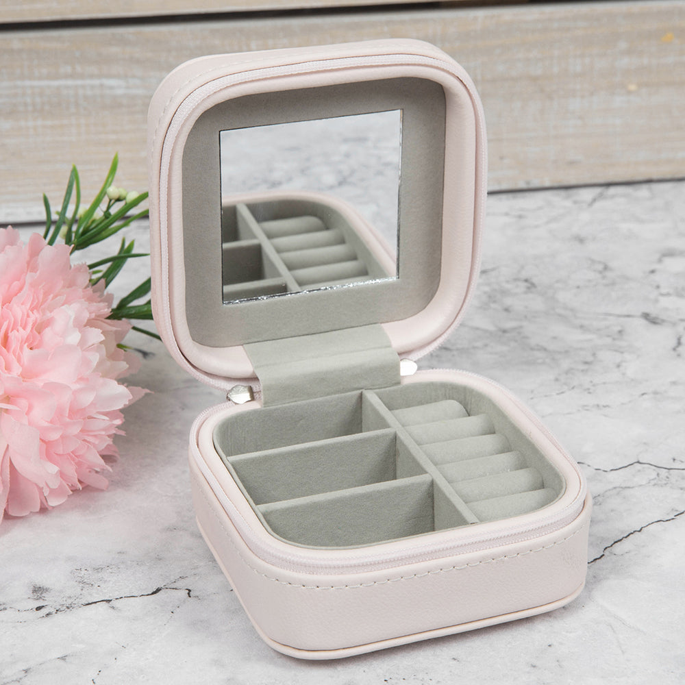 Personalised Powder Pink Travel Jewellery Case