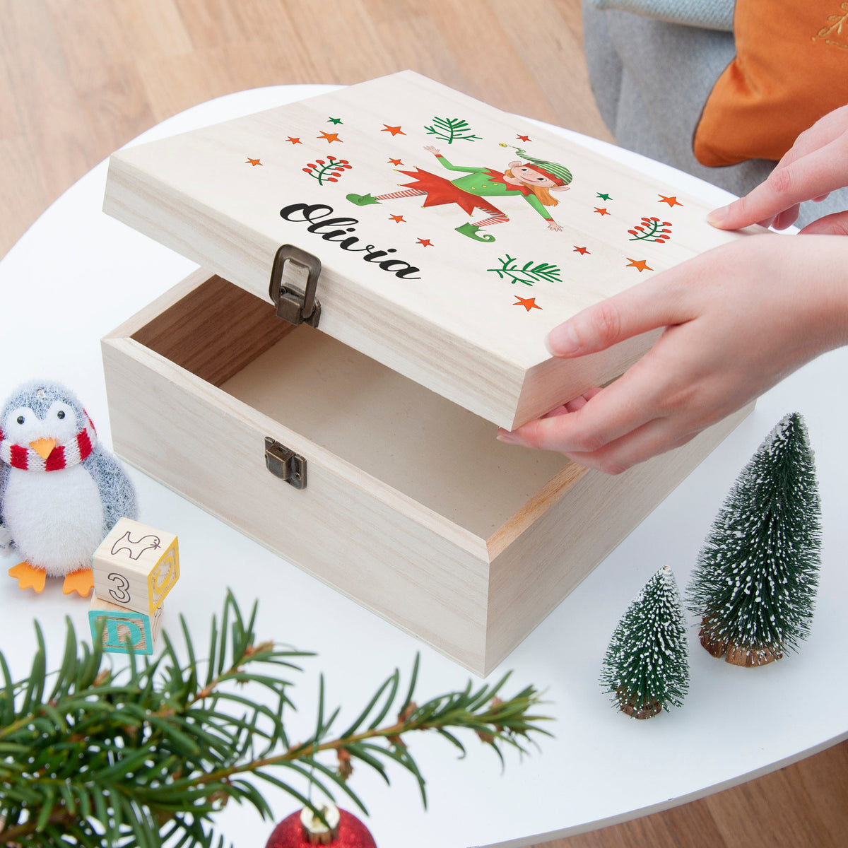 Personalised Girl Elf Christmas Eve Box