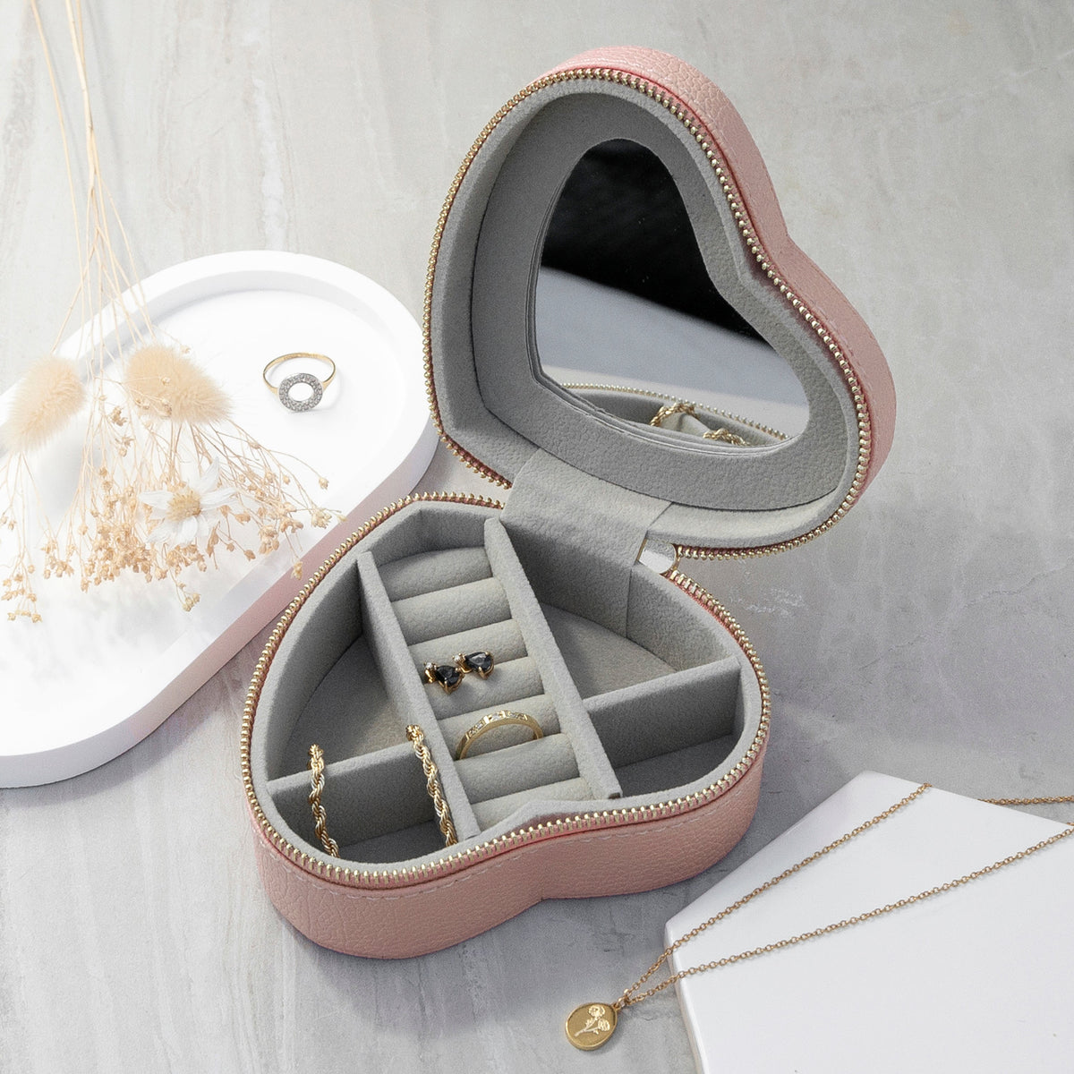 Personalised Bold Message Pink Heart Jewellery Case