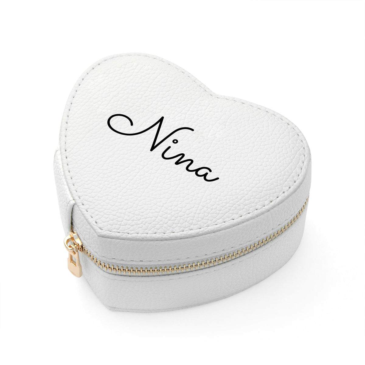 Personalised White Heart Jewellery Case