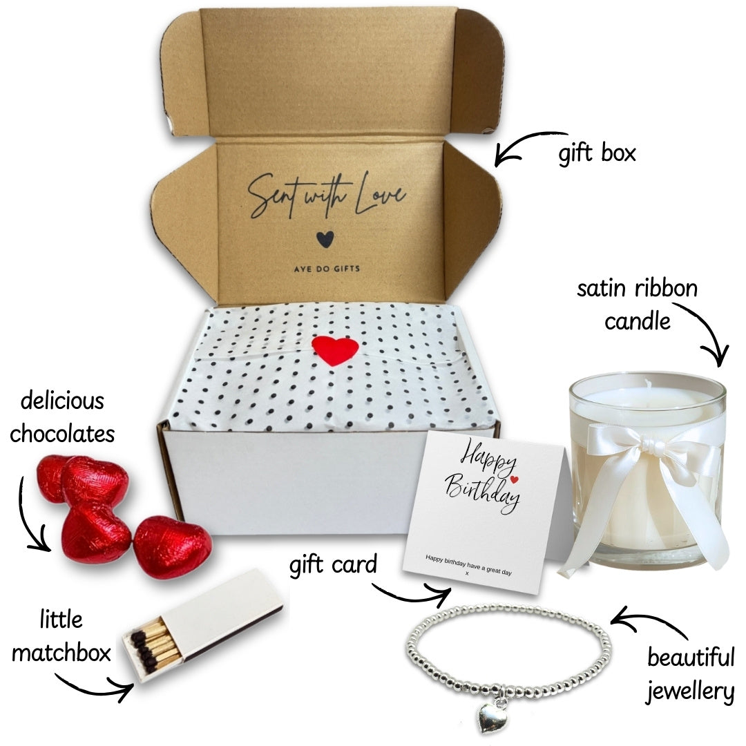 Small Merry & Bright Christmas Gift Hamper Earrings, Chocolates & Candle