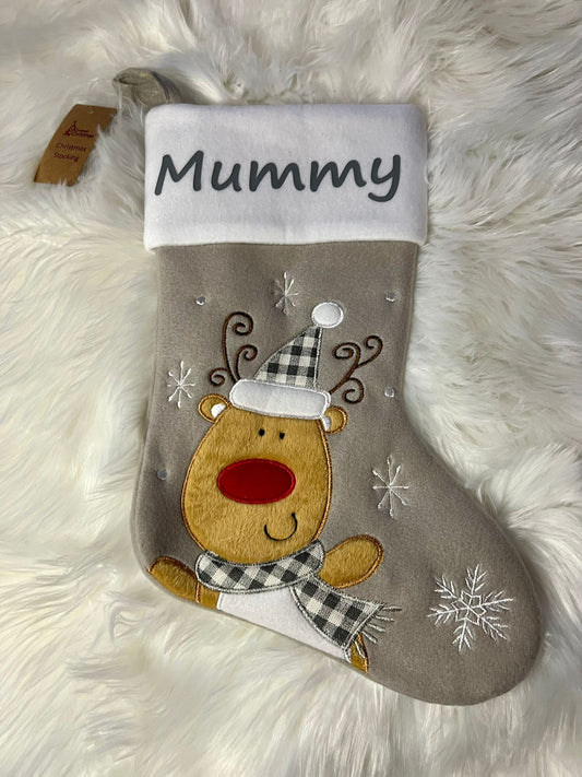 Personalised Beige Christmas Stockings 4 Designs