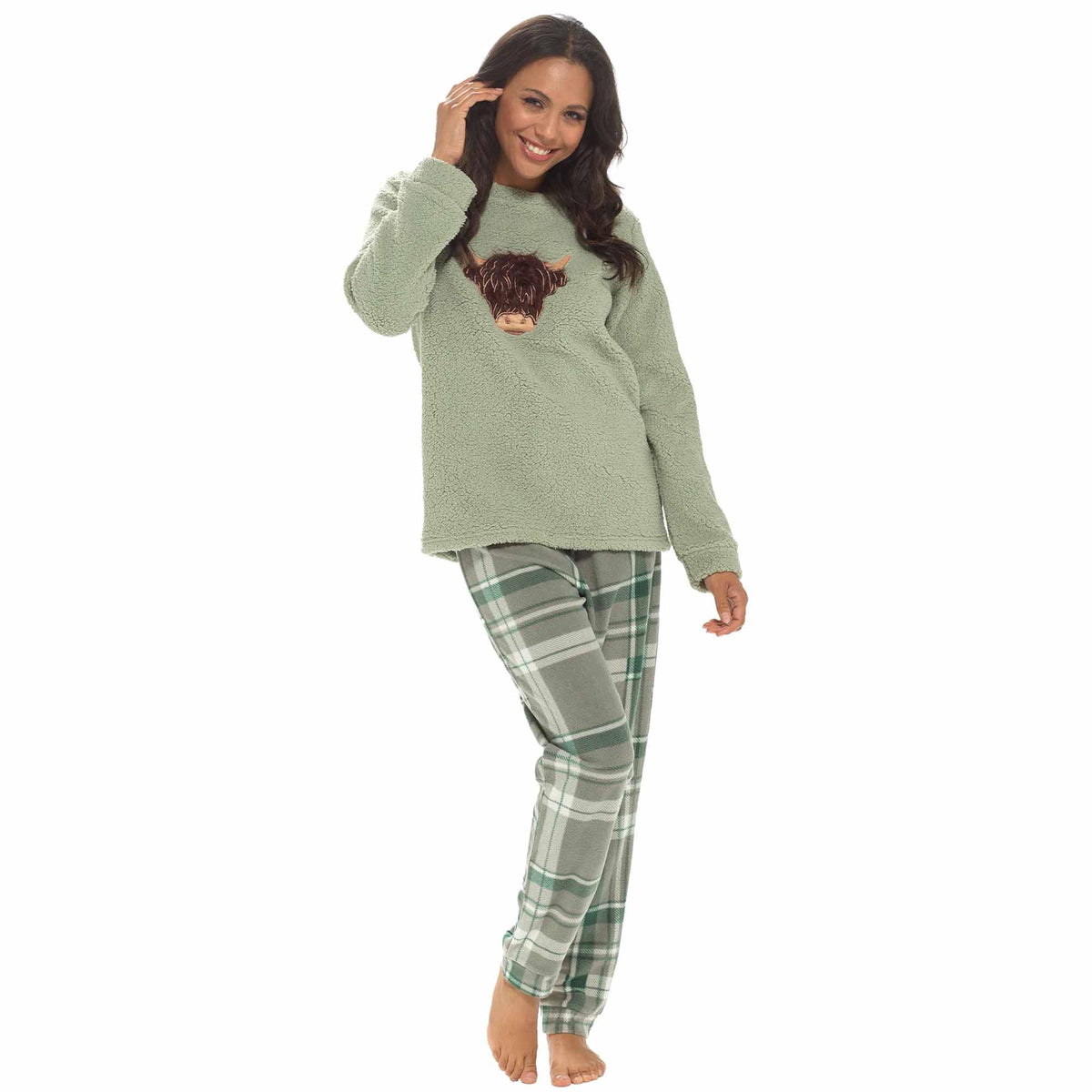 Women's Highland Cow Fleece Pyjama Set