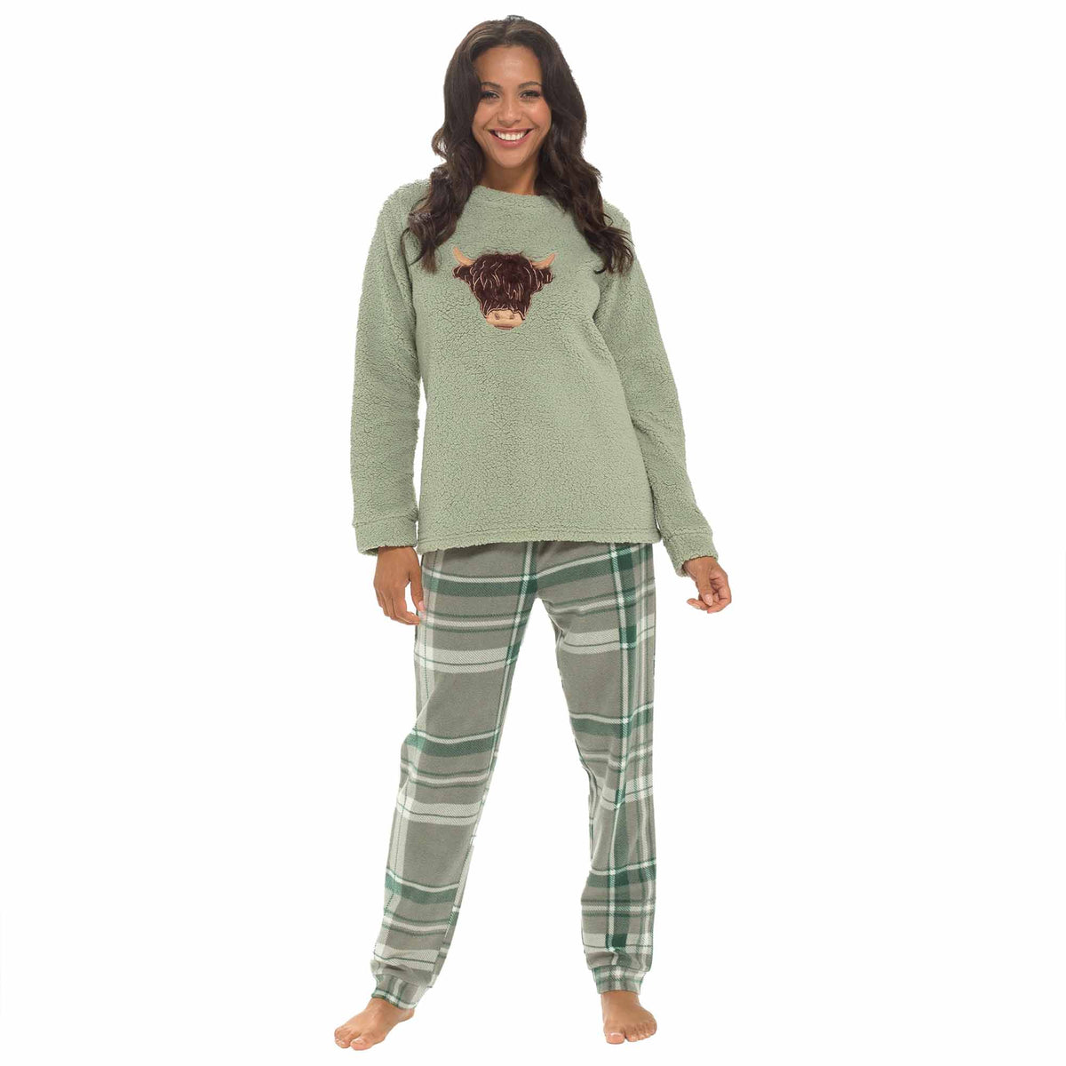 Women's Highland Cow Fleece Pyjama Set