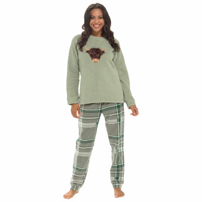 Women's Highland Cow Fleece Pyjama Set